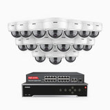 H500 - 3K 32 Kanal PoE Überwachungskamera-Set mit 16 Kameras, Eingebautes Mikrofon & SD-Kartensteckplatz, funktioniert mit Alexa, Inklusive 16-Port-PoE-Switch, EXIR Nachtsicht 2.0, IP67