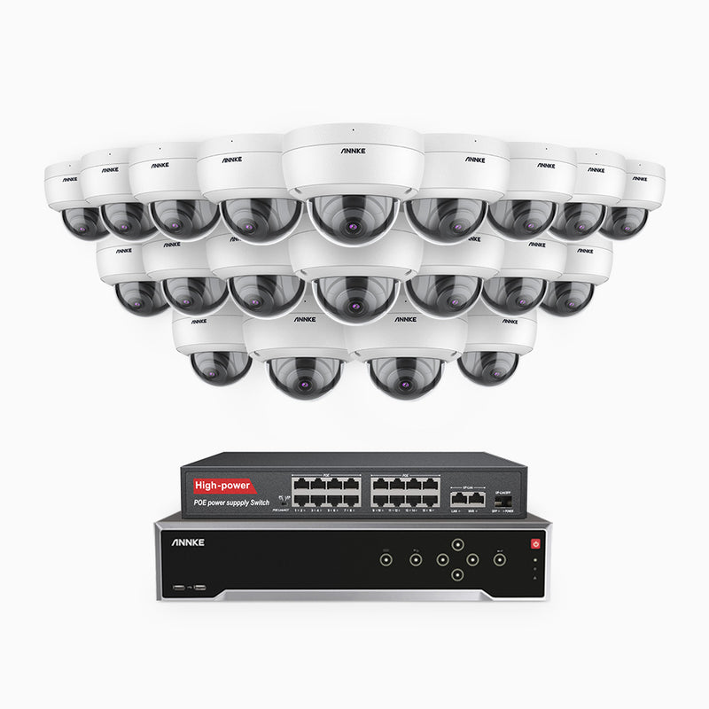 H500 - 5MP 32 Kanal PoE Überwachungskamera-Set mit 20 Kameras, Eingebautes Mikrofon & SD-Kartensteckplatz, funktioniert mit Alexa, Inklusive 16-Port-PoE-Switch, EXIR Nachtsicht 2.0, IP67