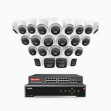 H800 - 4K 32 Kanal PoE Überwachungskamera-Set mit 4 Bullet Kameras & 20 Turm Kameras, Farbe & IR Nachtsicht, Personen- und Fahrzeugerkennung, Eingebautes Mikrofon, 96° Sichtfeld, Unterstützt RTSP, Inklusive 16-Port-PoE-Switch