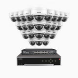 H500 - 3K 32 Kanal PoE Überwachungskamera-Set mit 24 Kameras, Intelligente Dual-Licht-Nachtsicht, 3072 × 1728 @ 20fps, intelligente Erkennung von Personen und Fahrzeugen, integriertes Mikrofon, IP67