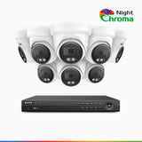 NightChroma<sup>TM</sup> NCK800 - 4K 16 Kanal PoE Überwachungskamera-Set mit 8 Kameras, Acme-Farb-Nachtsicht, 3840 × 2160 bei 30 fps, Personen- und Fahrzeugerkennung, Sirenen- und Blitzlichtalarm, Zwei-Wege-Audio, Ganzmetallgehäuse