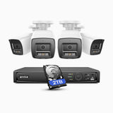 ANNKE H1200 4K 12MP 8 Kanal PoE Überwachungskamera-Set mit 4 Kameras, 2TB integrierte Festplatte, Farbe & IR Nachtsicht, Erkennung von Menschen & Fahrzeugen, H.265+, Eingebautes Mikrofon, Max. 512 GB lokaler Speicher, IP67