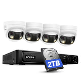 ANNKE 4K PoE Panorama Überwachungskamera Set, 8CH NVR mit 2TB HDD, 4 Kamera, Dual-Lens, 180° Panorama, 77° vertikaler Sichtwinkel, intelligente Farbnachtsicht, aktive Abschreckung, Zwei-Wege-Audio