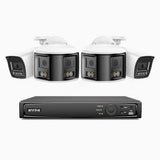 ANNKE 4K 8MP 8-Kanal PoE-Überwachungssystem mit 4 Kameras, 2 × 180° Dual-Objektiv-Kameras & 2 × 4K IP-Kameras, Personen-/Fahrzeugerkennung, Farbnachtsicht