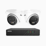 H500 - 3K 8 Kanal PoE Überwachungskamera-Set mit 2 Kameras, Intelligente Dual-Licht-Nachtsicht, 3072 × 1728 @ 20fps, intelligente Erkennung von Personen und Fahrzeugen, integriertes Mikrofon, IP67
