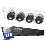 ANNKE 3K PoE Überwachungskamera Aussen Set, 8CH 2TB NVR, 24/7 Aufnahme, Videoüberwachung mit 4X 3K PoE IP Kamera, 123° Weitwinkel, Dual Light, Farbnachtsicht, Personen-/Fahrzeugerkennung, IP67
