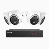 H500 - 3K 8 Kanal PoE Überwachungskamera-Set mit 4 Kameras, Intelligente Dual-Licht-Nachtsicht, 3072 × 1728 @ 20fps, intelligente Erkennung von Personen und Fahrzeugen, integriertes Mikrofon, IP67