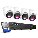 ANNKE 3K PoE Überwachungskamera Set, 8MP 8CH NVR mit 2TB HDD und 4 X 3K PoE IP Kameras mit Farbe Nachtsicht, H.265+ kompatibel mit Alexa, IP67 Wasserdicht, Audioaufnahme