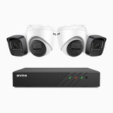 H300 - 3MP 8 Kanal PoE Überwachungskamera-Set mit 2 Bullet Kameras & 2 Turm Kameras, EXIR 2.0 Nachtsicht, Bewegungserkennung, H.265+, IP67 Wetterfest