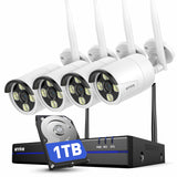 ANNKE 4K WLAN Überwachungskamera Set Aussen, 4X 8MP WiFi Kamera Aussen, 16CH NVR mit 1TB HDD, Vollmetallmaterial, 5GHz/2,4GHz Wi-Fi, Farbnachtsicht, Personenerkennung, 2-Wege-Audio, 24/7 Aufzeichnung