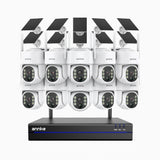 WBS400 - 4MP 16-Kanal Funk Überwachungssystem Set mit 10 Kameras, Dualband-WLAN, Bewegungserkennung, Zwei-Wege-Audio, 9000 mAh Akku & Solarstromversorgung, 270° Pan & 90° Tilt, lauter Alarm & bis zu 256 GB lokaler Speicher, kompatibel mit Alexa