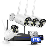 ANNKE 3K WLAN Überwachungskamera Set Aussen, 4X 5MP WiFi Kamera Aussen, 16CH NVR mit 1TB HDD, Vollmetallmaterial, 5GHz/2,4GHz Wi-Fi, Farbnachtsicht, Personenerkennung, 2-Wege-Audio, 24/7 Aufzeichnung