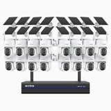 WBS400 - 4MP 16-Kanal Funk Überwachungssystem Set mit 16 Kameras, Dualband-WLAN, Bewegungserkennung, Zwei-Wege-Audio, 9000 mAh Akku & Solarstromversorgung, 270° Pan & 90° Tilt, lauter Alarm & bis zu 256 GB lokaler Speicher, kompatibel mit Alexa