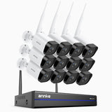 WS800 - 8MP Ultra HD 16-Kanal Funk Überwachungssystem Set mit 12 Kameras, 2,4/5,8 GHz Dual-Band WiFi Pro, Menschenerkennung, Zwei-Wege-Audio, Nachtsicht, kompatibel mit Alexa