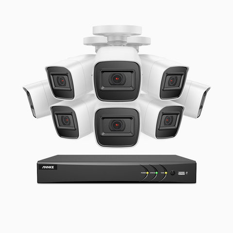 E800 - 4K 8 Kanal außen Kabelgebunden Überwachungskamera-Set mit 8 Kameras, 3840 x 2160 Pixel, IP67, 30m EXIR Nachtsicht, H.265+ AI DVR mit Personen-und Fahrzeugerkennung