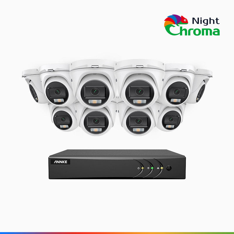 NightChroma<sup>TM</sup> NAK200 - 16-Kanal 1080P Full Color Nachtsicht Überwachungskamera-System mit 10 Kameras – Kostengünstiges 24/7 Überwachungssystem für Ihr zu Hause & Geschäft