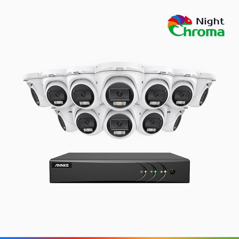 NightChroma<sup>TM</sup> NAK200 - 16-Kanal 1080P Full Color Nachtsicht Überwachungskamera-System mit 12 Kameras – Kostengünstiges 24/7 Überwachungssystem für Ihr zu Hause & Geschäft