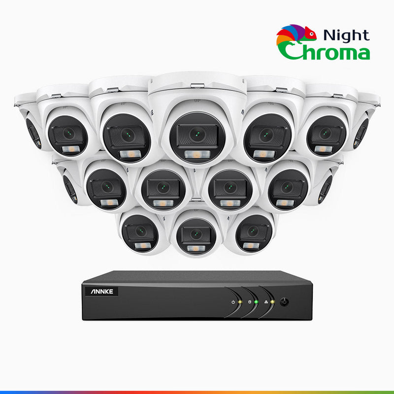 NightChroma<sup>TM</sup> NAK200 - 16-Kanal 1080P Full Color Nachtsicht Überwachungskamera-System mit 16 Kameras – Kostengünstiges 24/7 Überwachungssystem für Ihr zu Hause & Geschäft
