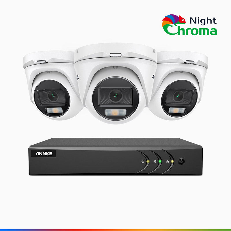 NightChroma<sup>TM</sup> NAK200 - 8-Kanal 1080P Full Color Nachtsicht Überwachungskamera-System mit 3 Kameras – Kostengünstiges 24/7 Überwachungssystem für Ihr zu Hause & Geschäft