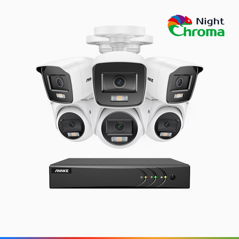 NightChroma<sup>TM</sup> NAK200 - 8-Kanal 1080P Full Color Nachtsicht Überwachungskamera-Set mit 3 Bullet Kamera & 3 Turm Kamera – Kostengünstiges 24/7 Überwachungssystem für Ihr zu Hause & Geschäft