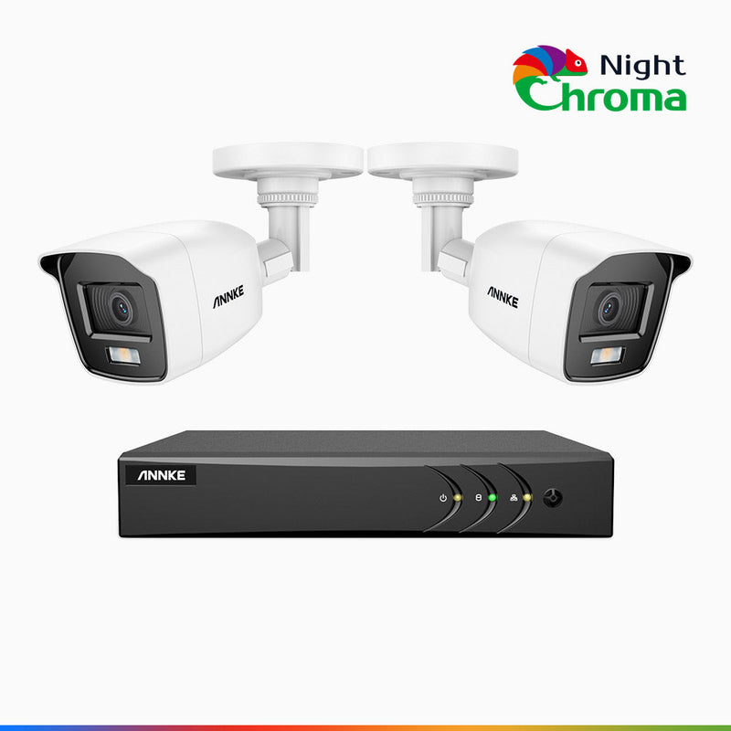 NightChroma<sup>TM</sup> NAK200 - 8-Kanal 1080P Full Color Nachtsicht Überwachungskamera-System mit 2 Kameras – Kostengünstiges 24/7 Überwachungssystem für Ihr zu Hause & Geschäft