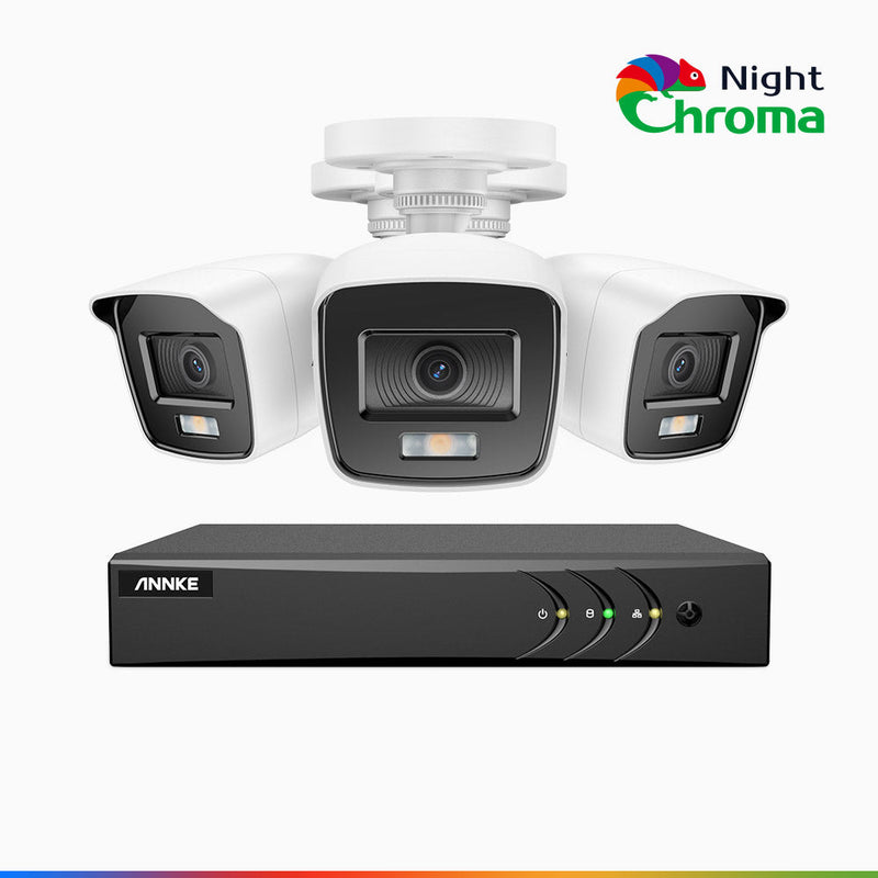 NightChroma<sup>TM</sup> NAK200 - 8-Kanal 1080P Full Color Nachtsicht Überwachungskamera-System mit 3 Kameras – Kostengünstiges 24/7 Überwachungssystem für Ihr zu Hause & Geschäft