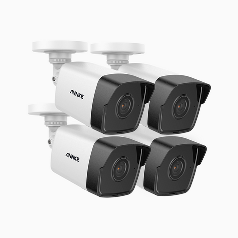 C500 – 4er-Pack 5MP PoE-Überwachungskamera für den Außenbereich, Farb-Nachtsicht, integriertes Mikrofon, IP67, RTSP und ONVIF unterstützt, funktioniert mit Alexa