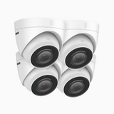 C500 – 4er-Pack 5MP PoE-Überwachungskamera für den Außenbereich, Farb-Nachtsicht, integriertes Mikrofon, IP67, RTSP und ONVIF unterstützt, funktioniert mit Alexa