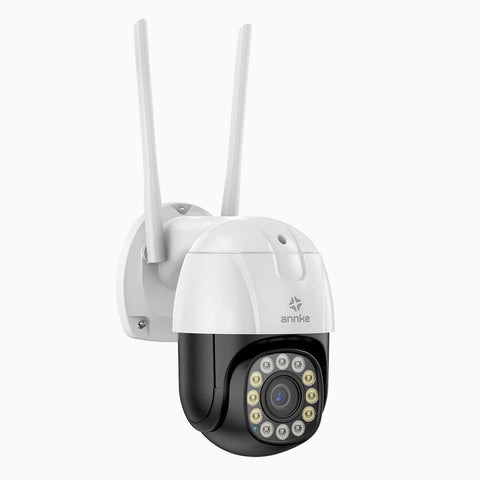 WZ505 - 5MP Funk PTZ Überwachungskamera Außen, 5-facher optischer Zoom, 350° Schwenk und 90° Neigung,  Farbnachtsicht, Zwei-Wege-Audio, Cloud- und maximal 128 GB lokaler Speicher, funktioniert mit Alexa