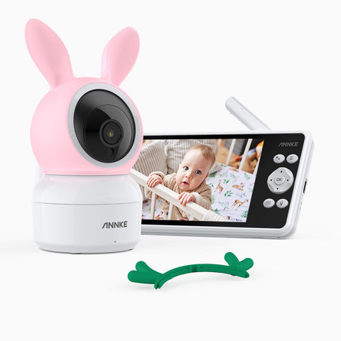 Tivona Pro - 1080p 5" HD Video-Babyphone mit Kamera, 355° Schwenkung und 55° Neigung, 2-facher Zoom, Sprach- und Bewegungserkennung, Temperaturüberwachung, Erinnerung an Fütterungszeiten, Datenschutz, 4000mAh Akku