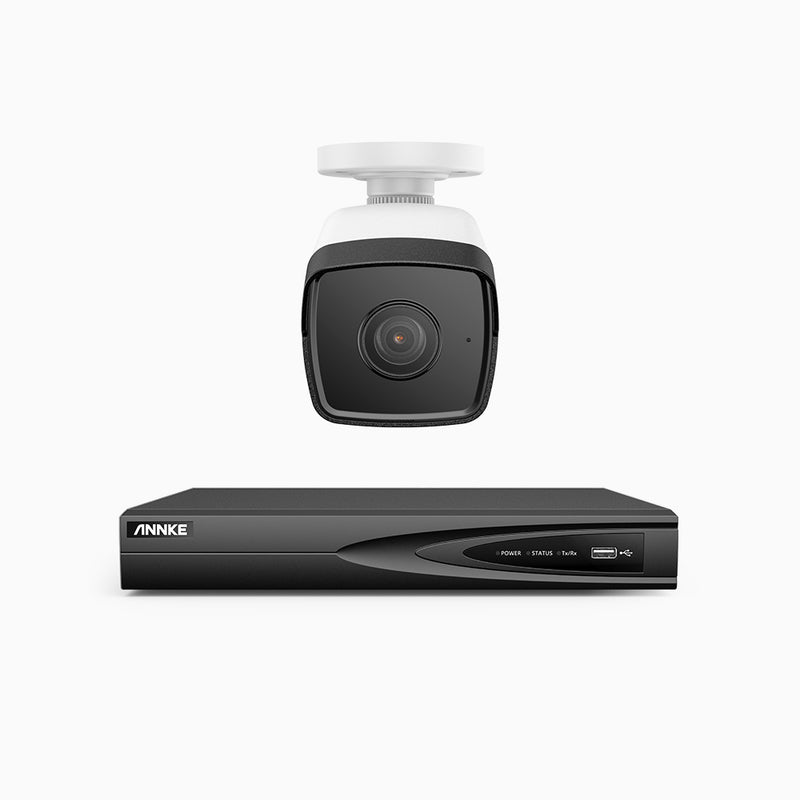 H500 - 5MP 4 Kanal PoE Überwachungskamera-Set mit 1 Kamera, EXIR Nachtsicht 2.0, Eingebautes Mikrofon, Unterstützt RTSP und ONVIF, funktioniert mit Alexa, IP67