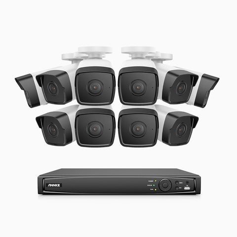 H500 - 5MP 16 Kanal PoE Überwachungskamera-Set mit 10 Kameras, Eingebautes Mikrofon, EXIR Nachtsicht 2.0, Unterstützt RTSP und ONVIF, funktioniert mit Alexa, IP67