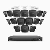 H500 - 3K 16 Kanal PoE Überwachungskamera-Set mit 16 Kameras, Eingebautes Mikrofon, EXIR Nachtsicht 2.0, Unterstützt RTSP und ONVIF, funktioniert mit Alexa, IP67