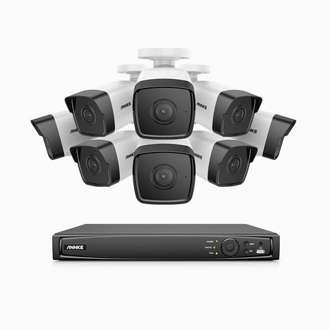 H500 - 5MP 16 Kanal PoE Überwachungskamera-Set mit 8 Kameras, Eingebautes Mikrofon, EXIR Nachtsicht 2.0, Unterstützt RTSP und ONVIF, funktioniert mit Alexa, IP67
