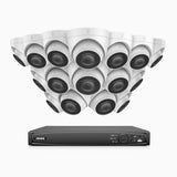 H500 - 3K 16 Kanal PoE Überwachungskamera-Set mit 16 Kameras, Eingebautes Mikrofon, EXIR Nachtsicht 2.0, Unterstützt RTSP und ONVIF, funktioniert mit Alexa, IP67