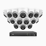 H1200 - 4K 12MP 16 Kanal PoE Überwachungskamera-Set mit 16 Kameras, Farbe & IR Nachtsicht, Erkennung von Menschen & Fahrzeugen, H.265+, Eingebautes Mikrofon, Max. 512 GB lokaler Speicher, IP67