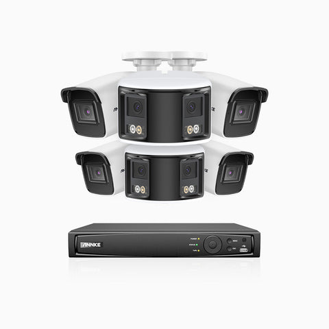 HDCK680 - 8 Kanal PoE Überwachungskamera-Set mit 4*4K Kameras & 2*6MP zwei Objektiven Kamera (180° Ultraweitwinkel), Personen-und Fahrzeugerkennung, Eingebautes Mikrophon