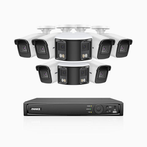 HDCK680 - 8 Kanal PoE Überwachungskamera-Set mit 6*4K Kameras & 2*6MP zwei Objektiven Kamera (180° Ultraweitwinkel), Personen-und Fahrzeugerkennung, Eingebautes Mikrophon