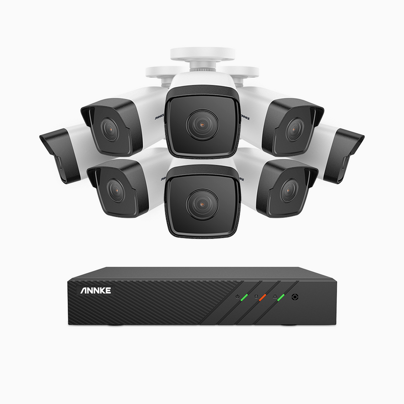 H500 - 5MP 8 Kanal PoE Überwachungskamera-Set mit 8 Kameras,Eingebautes Mikrofon,  EXIR Nachtsicht 2.0, Unterstützt RTSP und ONVIF, funktioniert mit Alexa, IP67