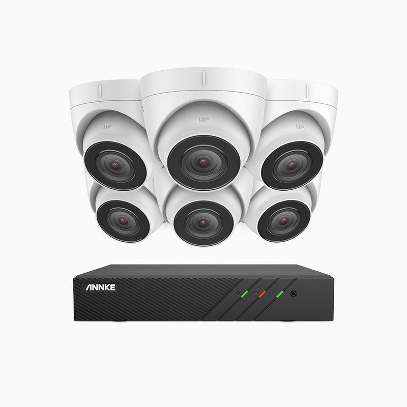 H500 - 5MP 8 Kanal PoE Überwachungskamera-Set mit 6 Kameras, EXIR Nachtsicht 2.0, Eingebautes Mikrofon, Unterstützt RTSP und ONVIF, funktioniert mit Alexa, IP67