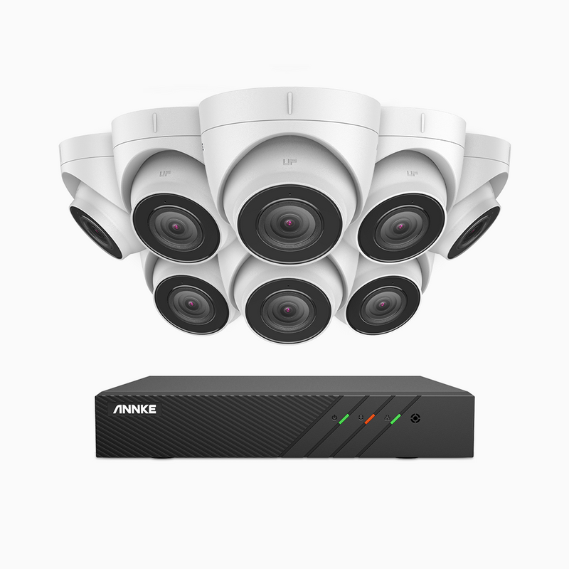 H500 - 5MP 8 Kanal PoE Überwachungskamera-Set mit 8 Kameras,Eingebautes Mikrofon,  EXIR Nachtsicht 2.0, Unterstützt RTSP und ONVIF, funktioniert mit Alexa, IP67
