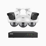 H500 - 3K 8 Kanal PoE Überwachungskamera-Set mit 2 Bullet Kameras & 3 Dome Kameras, EXIR Nachtsicht 2.0, Eingebautes Mikrofon, Unterstützt RTSP und ONVIF, funktioniert mit Alexa, IP67