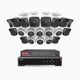 H500 - 3K 32 Kanal PoE Überwachungskamera-Set mit 12 Bullet Kameras & 8 Turm Kameras, Eingebautes Mikrofon & SD-Kartensteckplatz, funktioniert mit Alexa, Inklusive 16-Port-PoE-Switch, EXIR Nachtsicht 2.0, IP67