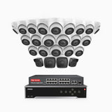 H500 - 3K 32 Kanal PoE Überwachungskamera-Set mit 4 Bullet Kameras & 20 Turm Kameras, Eingebautes Mikrofon & SD-Kartensteckplatz, funktioniert mit Alexa, Inklusive 16-Port-PoE-Switch, EXIR Nachtsicht 2.0, IP67