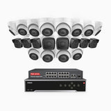 H500 - 3K 32 Kanal PoE Überwachungskamera-Set mit 8 Bullet Kameras & 12 Turm Kameras, Eingebautes Mikrofon & SD-Kartensteckplatz, funktioniert mit Alexa, Inklusive 16-Port-PoE-Switch, EXIR Nachtsicht 2.0, IP67