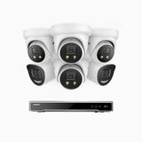 AH800 - 4K 16 Kanal PoE Überwachungskamera-Set mit 2 Bullet Kameras & 4 Turm Kameras, 1/1.8'' BSI Sensor, f/1.6 Aperture (0.003 Lux), alarmierung mit sirene und blitzlicht, 2CH 4K-Dekodierungsfunktion, personen- und fahrzeugerkennung, perimeterschutz