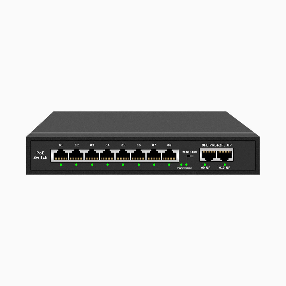 8-Port Gigabit Ethernet PoE Switch mit Metallgehäuse, Tisch- oder Wandhalterung